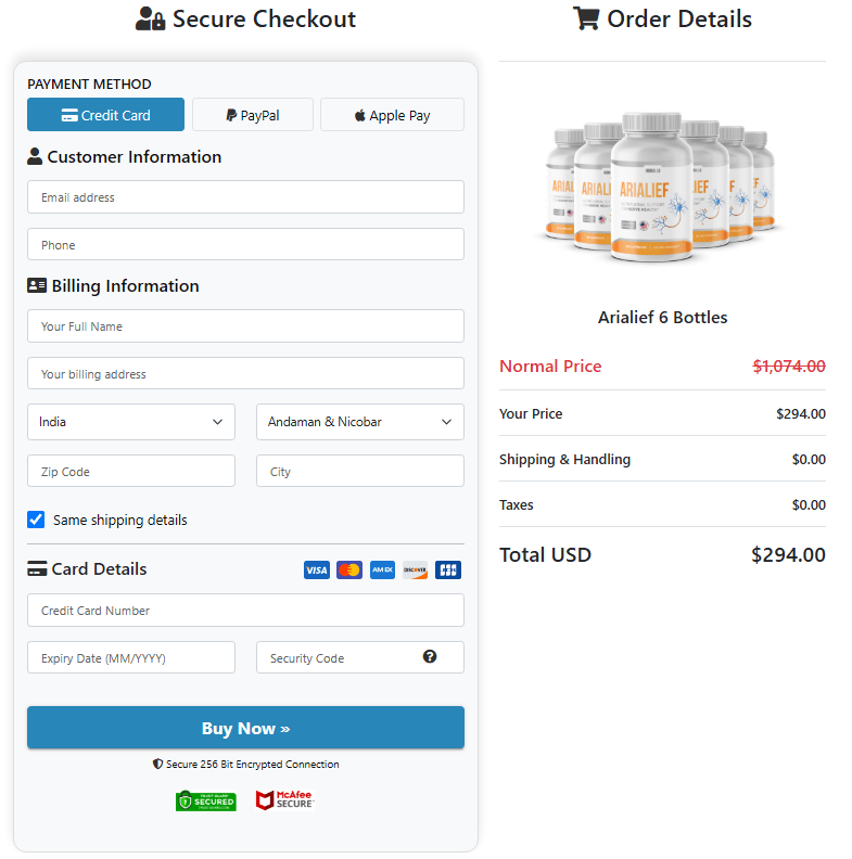 Arialief Arialief Order Page